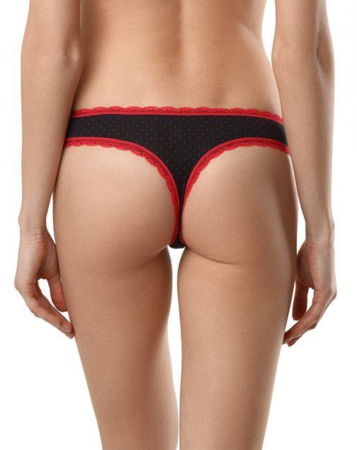 Труси жіночі "стрінг" Conte Elegant LAZY DAYS LST 1004, black-red, L, 46, Комбинированный