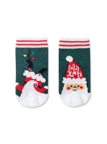 Шкарпетки дитячі Conte Kids NEW YEAR «Enjoy Xmas», темно-Бирюзовый, 9-10, 16, Темно-бирюзовый