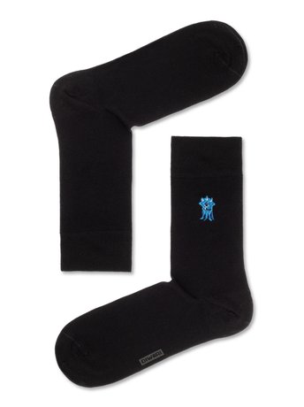 Однотонные хлопковые носки с вышивкой DiWaRi HAPPY 20С-36СП, Черный, 44-45, 44, Черный