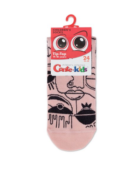 Шкарпетки дитячі Conte Kids TIP-TOP (бавовняні, з малюнками), Пепельно-Розовый, 24, 36, Комбинированный
