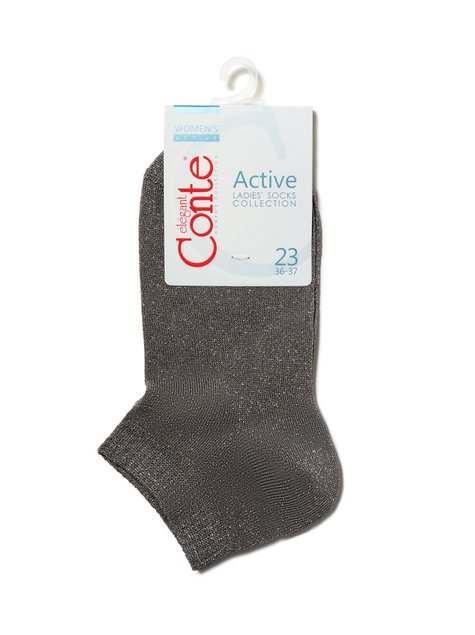 Шкарпетки жіночі Conte Elegant ACTIVE (короткі, люрекс), Пепельный, 36-37, 36, Светло-серый