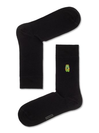 Однотонні бавовняні шкарпетки з вишивкою DiWaRi HAPPY 20С-36СП, Черный, 40-41, 40, Черный