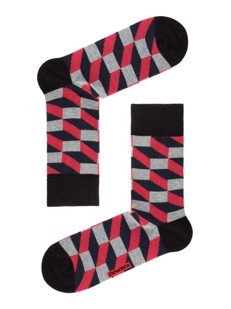 Шкарпетки чоловічі "DIWARI" HAPPY (бавовняні), Черный-бордо, 40-41, 40, Комбинированный