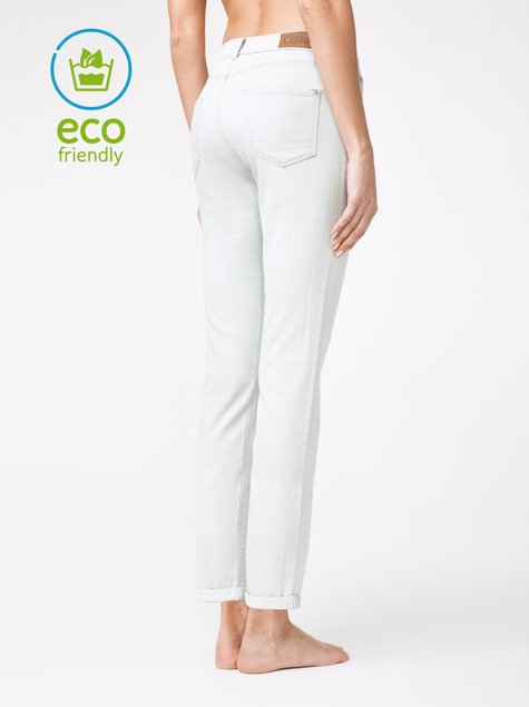 Укорочені eco-friendly джинси з манжетами Conte Elegant CON-129, bleach grey, L, 46/164, Сірий