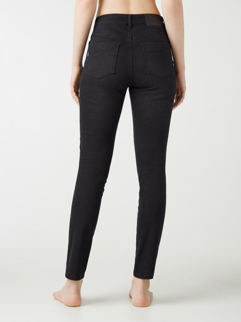 Моделирующие джинсы skinny с высокой посадкой Conte Elegant CON-391, washed black, L, 46/164, Черный