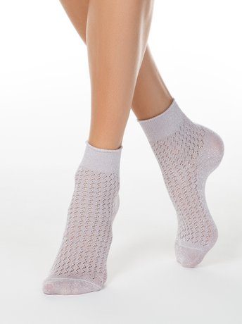 Ажурні шкарпетки Conte Elegant AJOUR (з віскози з люрексом), Пепельно-Розовый, 36-37, 36, Комбинированный