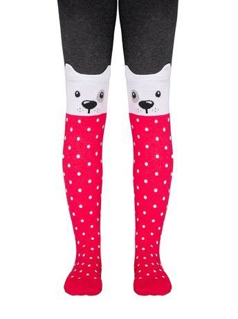 Колготки дитячі Conte Kids TIP-TOP (мордочки), Темно-серый-малиновый, 116-122, 116см, Комбинированный