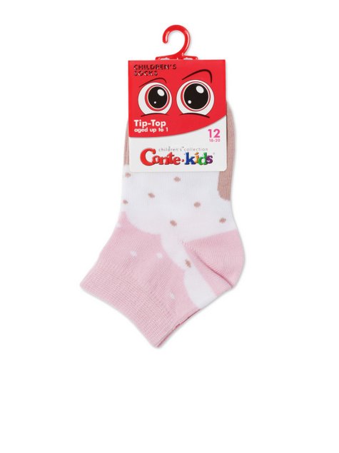 Шкарпетки дитячі Conte Kids TIP-TOP (бавовняні, з малюнками), Белый-Светло-розовый, 12, 18, Комбинированный