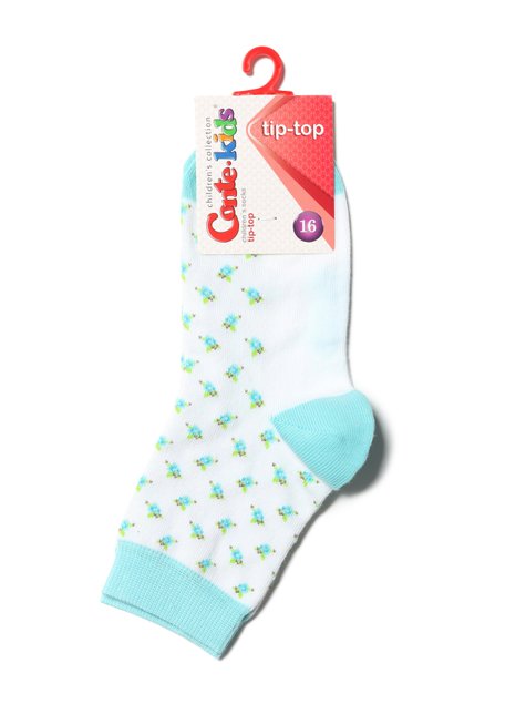 Шкарпетки дитячі Conte Kids TIP-TOP (бавовняні, з малюнками), Белый-бледо-бирюзовый, 16, 24, Комбинированный