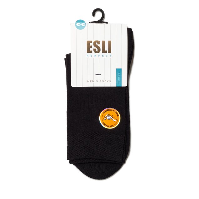 Шкарпетки чоловічі "ESLI" PERFECT (махрова стопа), Черный, 40-41, 40, Черный