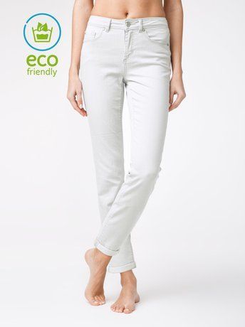Укорочені eco-friendly джинси з манжетами Conte Elegant CON-129, bleach grey, XS, 40/164, Сірий