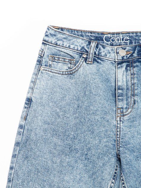 Джинси з високою посадкою Mom Fit Conte Elegant CON-301, light wash, XS, 40/170, Белый