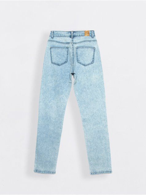 Джинсы straight leg c высокой посадкой Conte Elegant CON-339, acid washed blue, L, 46/170, Синий