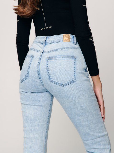 Джинсы straight leg c высокой посадкой Conte Elegant CON-339, acid washed blue, L, 46/170, Синий