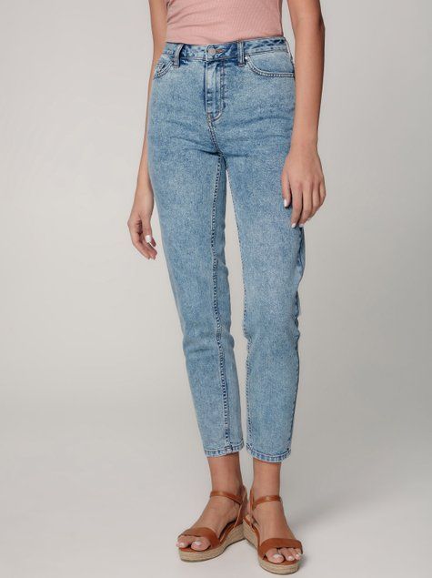 Джинси з високою посадкою Mom Fit Conte Elegant CON-301, light wash, XS, 40/170, Белый