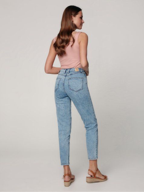 Джинси з високою посадкою Mom Fit Conte Elegant CON-301, light wash, XS, 40/170, Белый