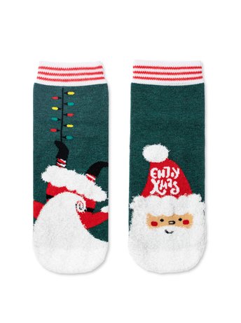 Шкарпетки дитячі Conte Kids NEW YEAR «Enjoy Xmas», темно-Бирюзовый, 16-18, 24, Темно-бирюзовый