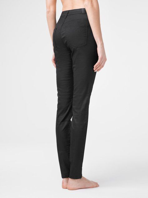 Моделирующие джинсы с высокой посадкой и напылением "под кожу" Conte Elegant CON-172B, deep black, L, 46/170, Черный