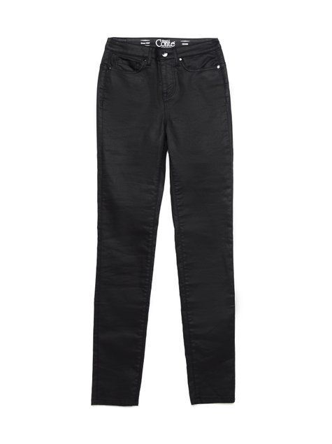 Моделирующие джинсы с высокой посадкой и напылением "под кожу" Conte Elegant CON-172B, deep black, L, 46/170, Черный