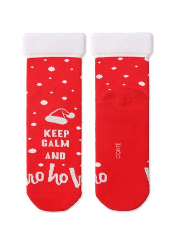Шкарпетки жіночі Conte Elegant NEW YEAR «Ho-ho» (махрова стопа), Червоний, 36-39, 36, Красный