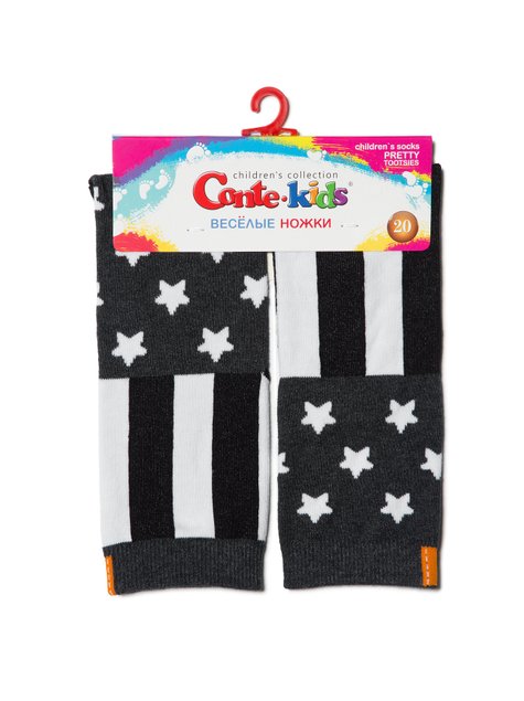 Шкарпетки дитячі Conte Kids Веселі ніжки, Темно-сірий, 20, 30, Темно-серый