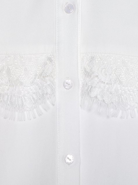 Однотонная рубашка из вискозы с фактурным кружевом Conte Elegant LBL 1036, off-white, XS, 40/170, Белоснежный