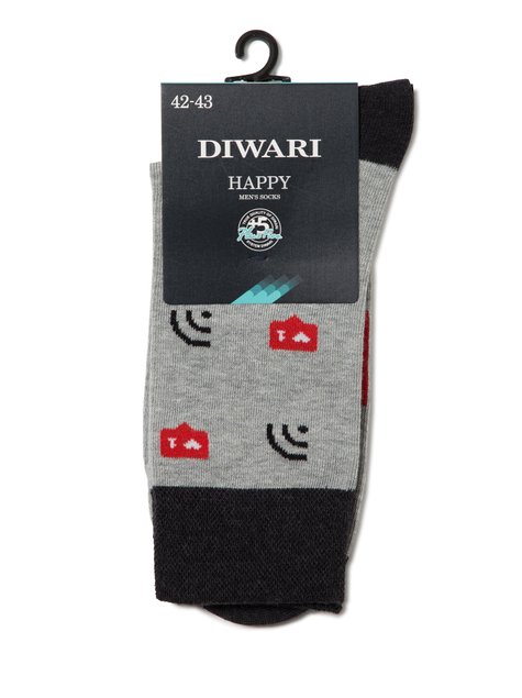 Шкарпетки чоловічі "DIWARI" HAPPY (бавовняні), серый, 40-41, 40, Сірий