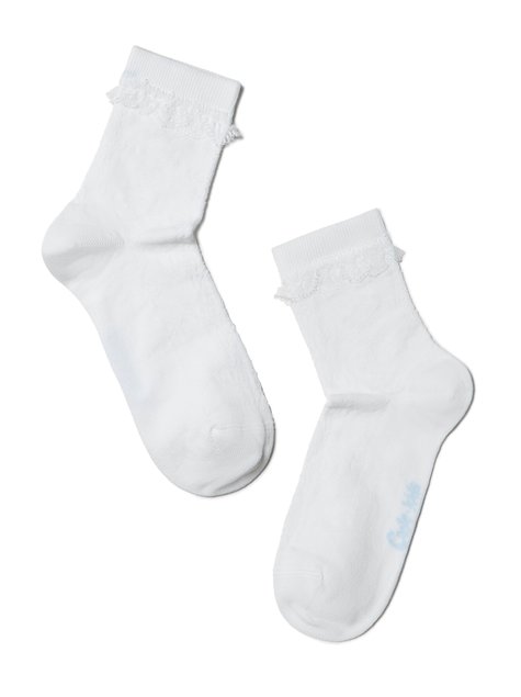Шкарпетки дитячі Conte Kids TIP-TOP (з мереживною стрічкою), Білий, 18, 27, Белый