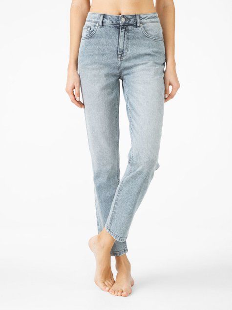 Джинси straight leg c високою посадкою Conte Elegant CON-344, acid washed bleach, L, 46/170, Білосніжний