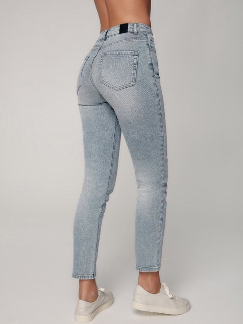 Джинси straight leg c високою посадкою Conte Elegant CON-344, acid washed bleach, L, 46/170, Білосніжний