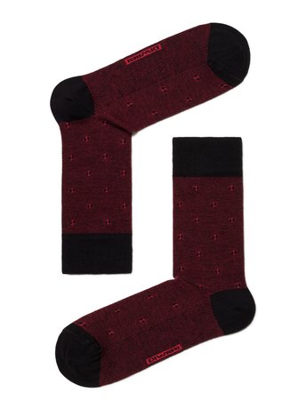 Шкарпетки чоловічі "DIWARI" CLASSIC (бавовняні), Черный-бордо, 40-41, 40, Комбинированный