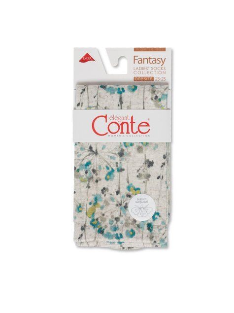Носки с принтом из смесовой пряжи с хлопком и льном Conte Elegant FANTASY 20С-107СП, Бежевый, 36-39, 36, Бежевый