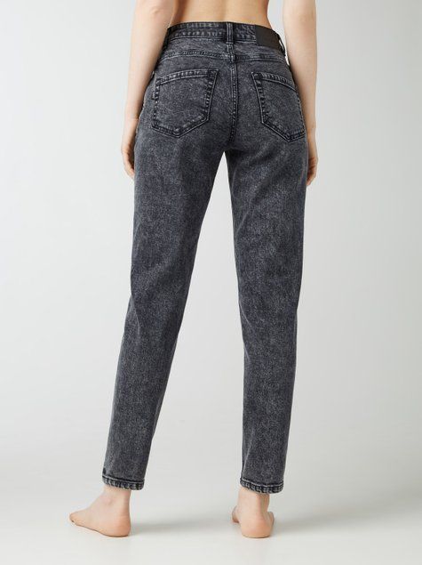 Джинсы mom fit с брючными карманами Conte Elegant CON-392, acid washed bleach, XL, 48/164, Белоснежный