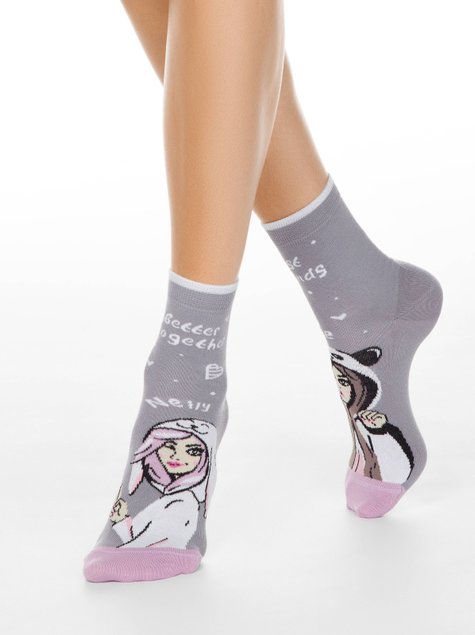 Бавовняні жіночі шкарпетки CONTE HAPPY 18С-227СП (3 пари), ассорти, 36-39, 36, Комбинированный