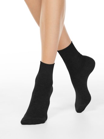 Шкарпетки без гумки з преміальної пряжі з віскозою і кашеміром Conte Elegant FANTASY, Черный, 36-37, 36, Черный