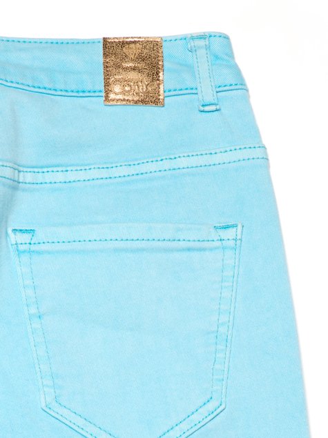 Цветные джинсы skinny с высокой посадкой и эффектом варки Conte Elegant CON-219 Lycra®, washed aqua blue, XS, 40/164, Светло-голубой