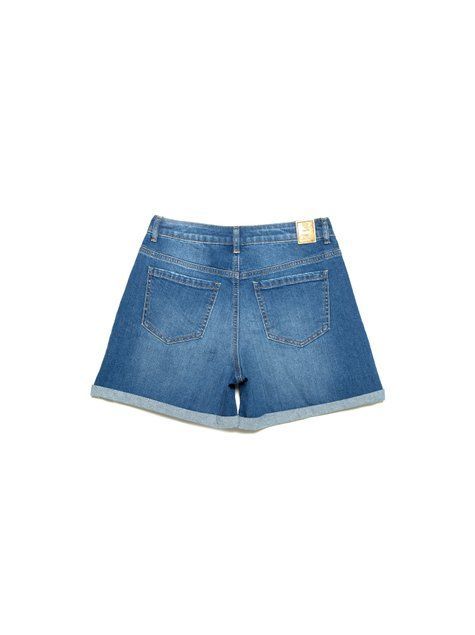 Джинсовые eco-friendly шорты A-силуэта с высокой посадкой Conte Elegant CON-199, washed mid blue, XS, 40/170, Светло-синий