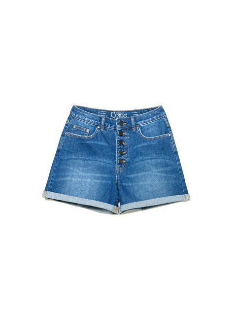 Джинсовые eco-friendly шорты A-силуэта с высокой посадкой Conte Elegant CON-199, washed mid blue, XS, 40/170, Светло-синий