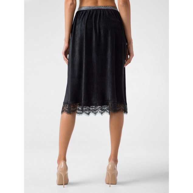 Велюровая юбка с плиссировкой из лимитированной коллекции Conte Elegant CONTE MORE, royal black, L, 46/164, Черный